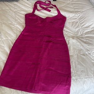 Beautiful BCBG satin halter bodycon midi dress